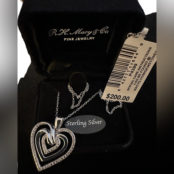 Diamond Multi-Heart 18" Pendant Necklace (1/10 ct. t.w.) in Sterling Silver - Picture 6 of 6